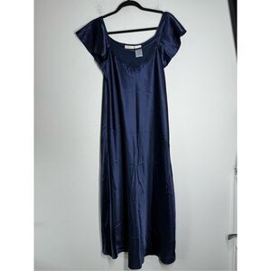 VTG Jaclyn Smith Studio Intimates Blue Satin Nightgown Adjustable Straps Size M